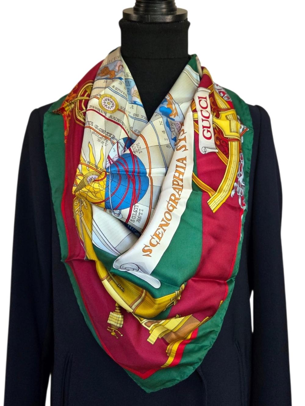 Gucci Vintage Zodiac Silk Scarf Carré 34" Astrology Made in Italy